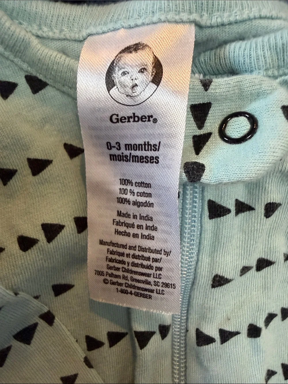 Gerber Baby Dino & Stripe Footed One-Pieces in Blue, Light Blue, Yellow, Gray